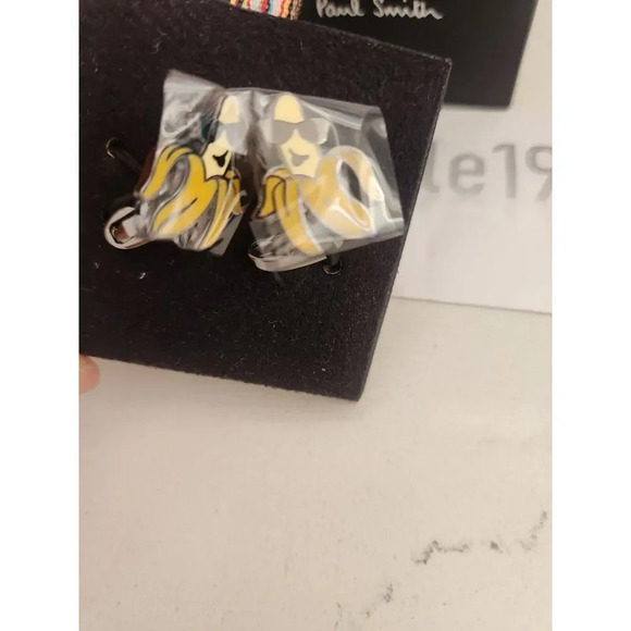 NIB Paul Smith Metal CUFFLINKS Banana with Sunglasses - Picture 2 of 10
